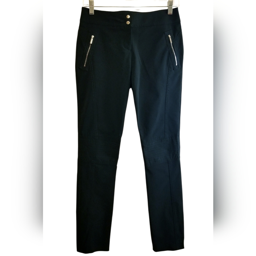 Karen Millen England Black Stretchy Pants with Zipper Accents